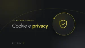 Copertina Officina 19 con icona di scudo e titolo «Cookie e privacy»