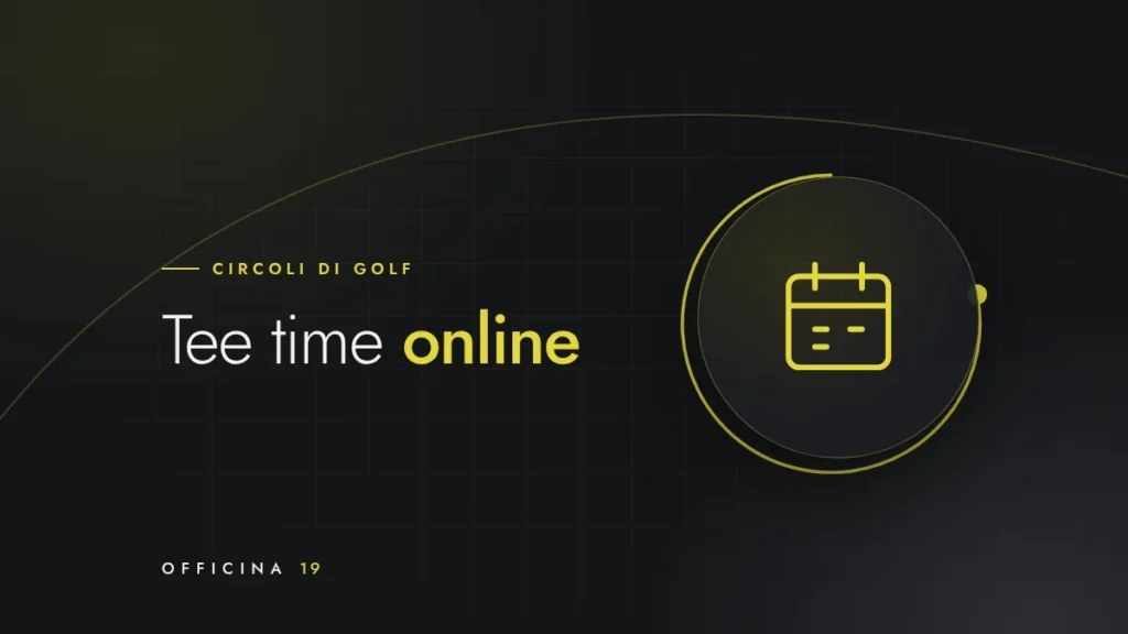 Copertina Officina 19 con icona di calendario e titolo «Tee time online»