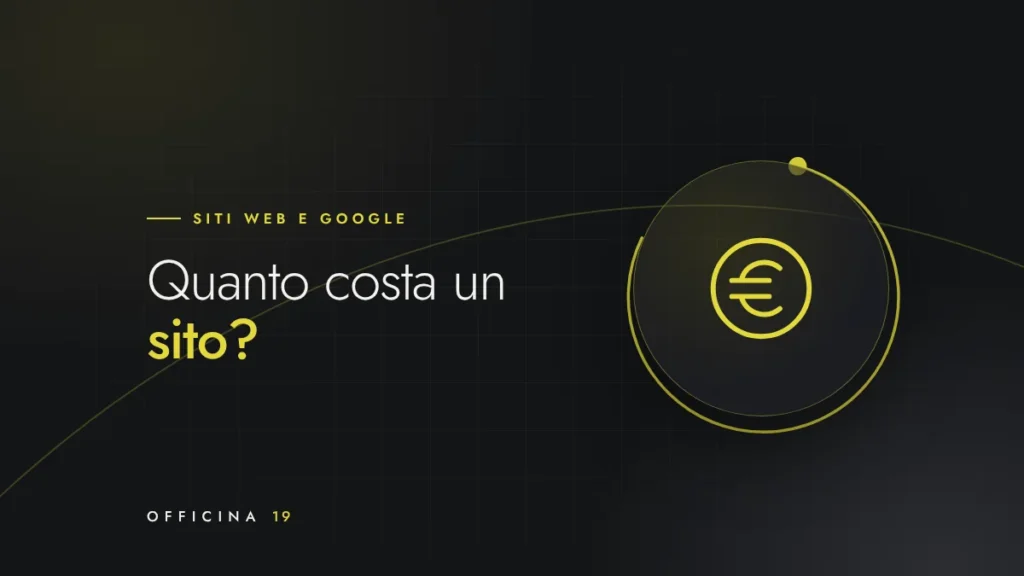 Copertina Officina 19 con icona di simbolo dell'euro e titolo «Quanto costa un sito?»