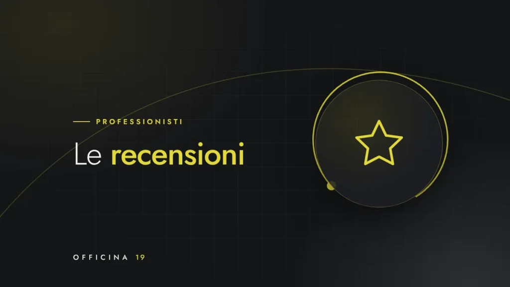 Copertina Officina 19 con icona di stella e titolo «Le recensioni»