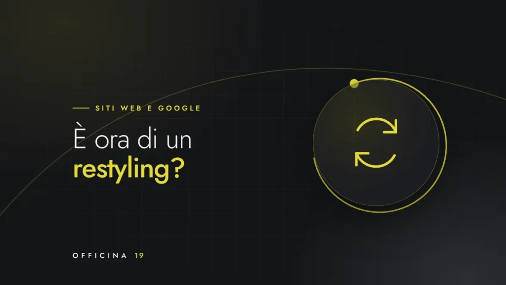 Copertina Officina 19 con icona di frecce circolari e titolo «È ora di un restyling?»