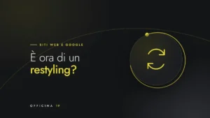 Copertina Officina 19 con icona di frecce circolari e titolo «È ora di un restyling?»