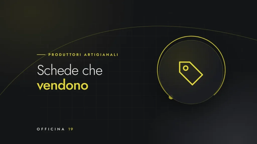 Copertina Officina 19 con icona di etichetta del prezzo e titolo «Schede che vendono»