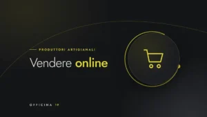 Copertina Officina 19 con icona di carrello e titolo «Vendere online»